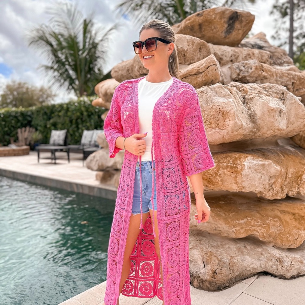Crochet Duster by POL - Pink One Size - Picture 6 of 6